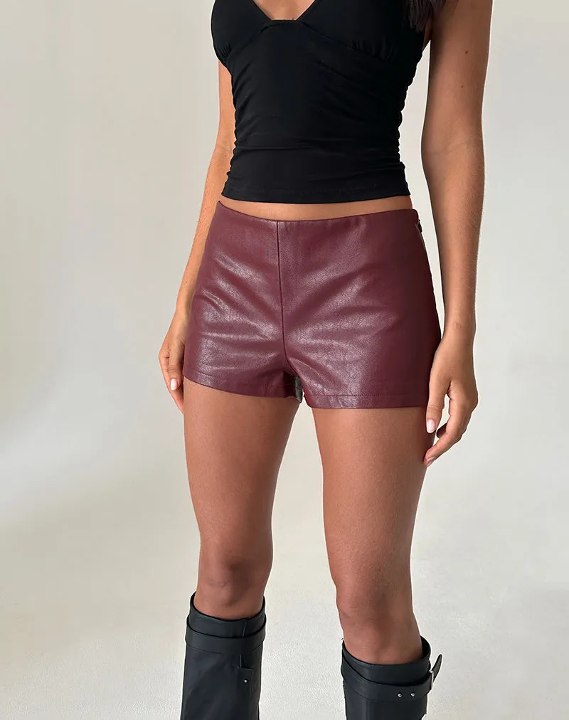 Sanne Hot Pants in PU Burgundy sold by Motel Rocks product image thumbnail 4