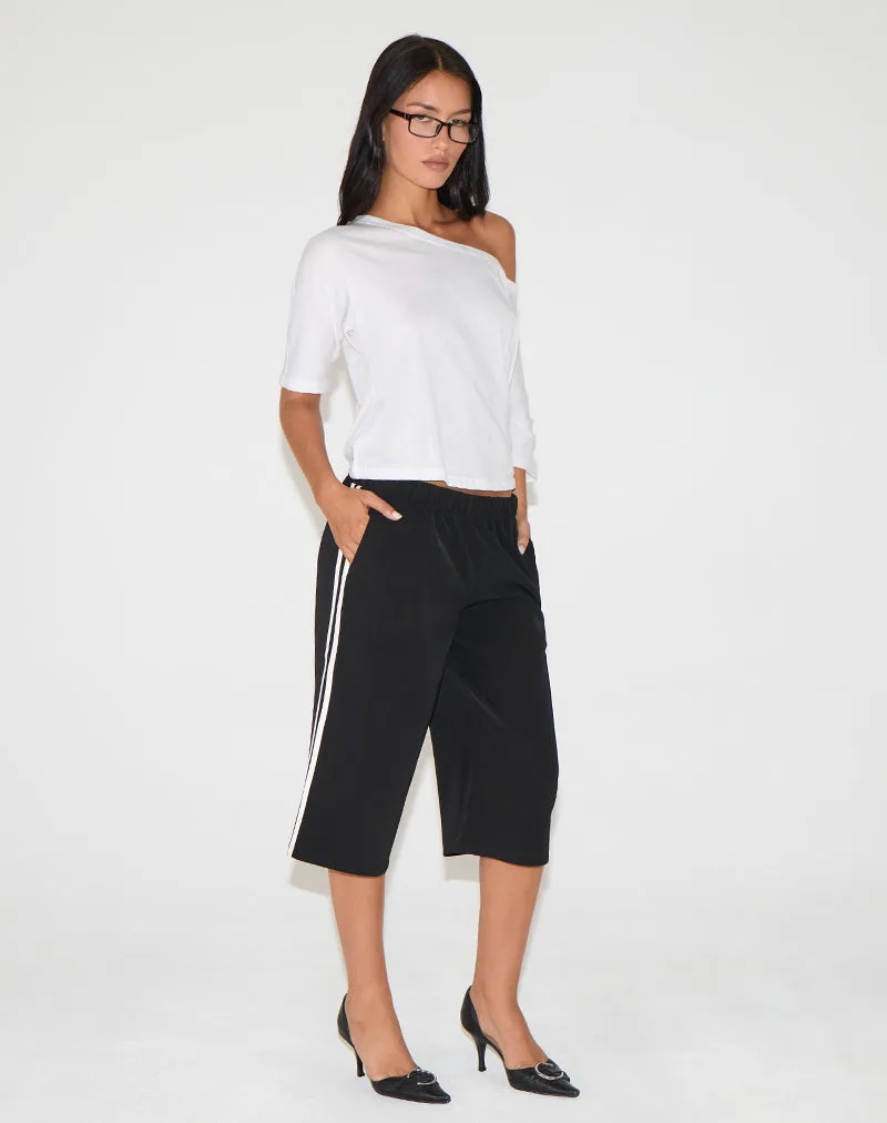 Benno Shorts in Black with White Side Stripe sold by Motel Rocks product image thumbnail 2