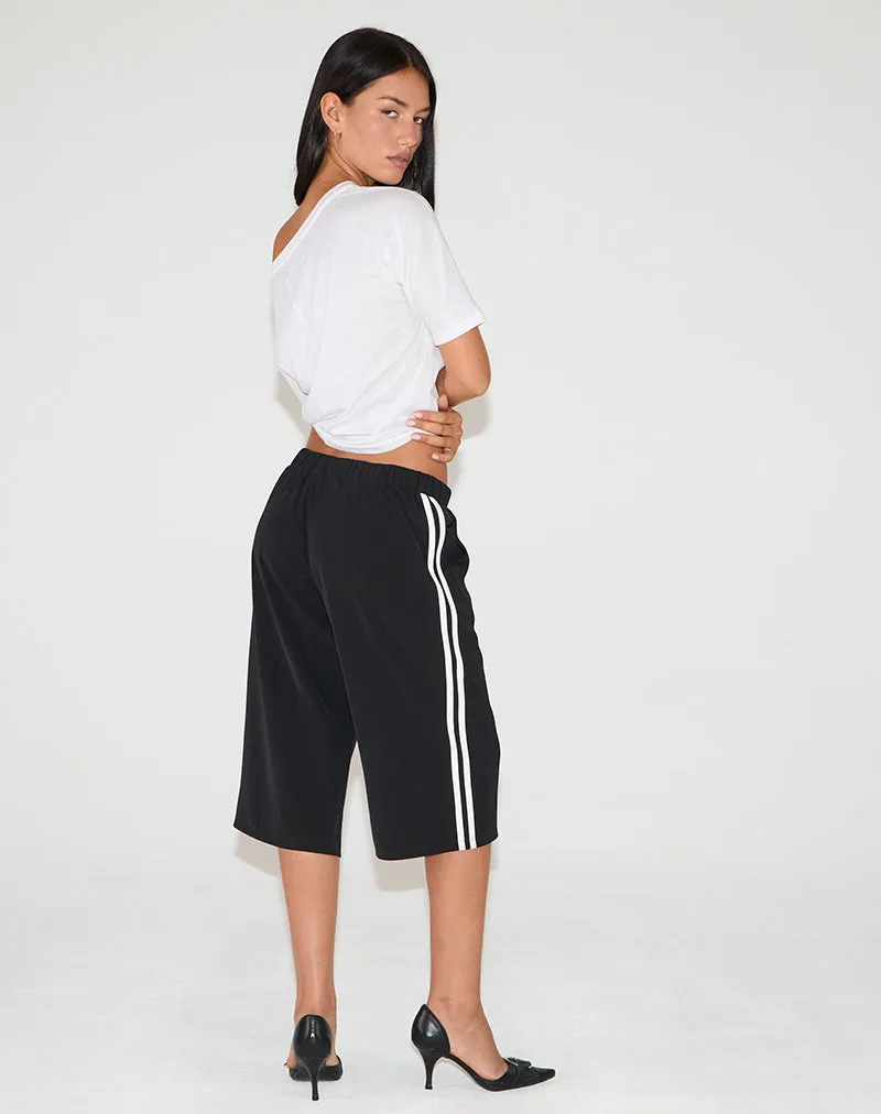 Benno Shorts in Black with White Side Stripe sold by Motel Rocks product image thumbnail 3