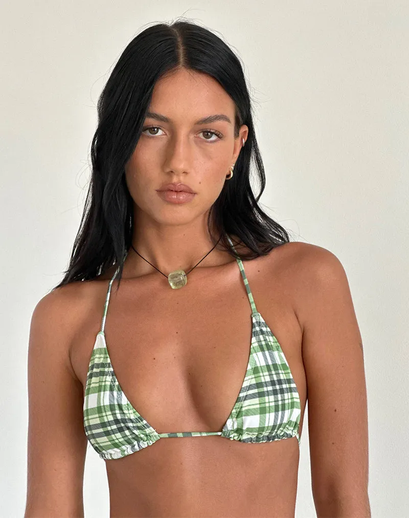 Pami Bikini Top in Green Tartan sold by Motel Rocks