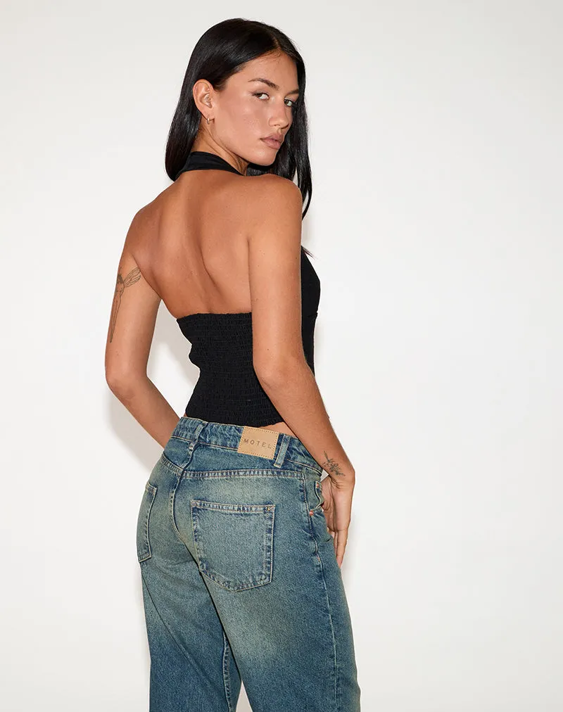 Nasya Halter Top in Tailoring Black sold by Motel Rocks product image thumbnail 3