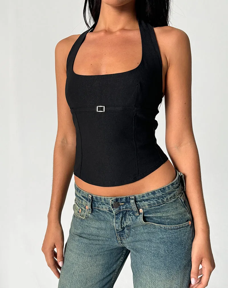Nasya Halter Top in Tailoring Black sold by Motel Rocks product image thumbnail 4