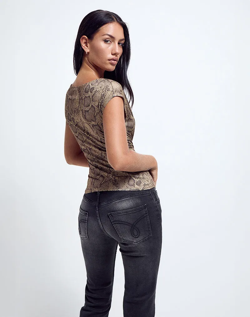 Nova Top in Brown Snake Print sold by Motel Rocks product image thumbnail 3
