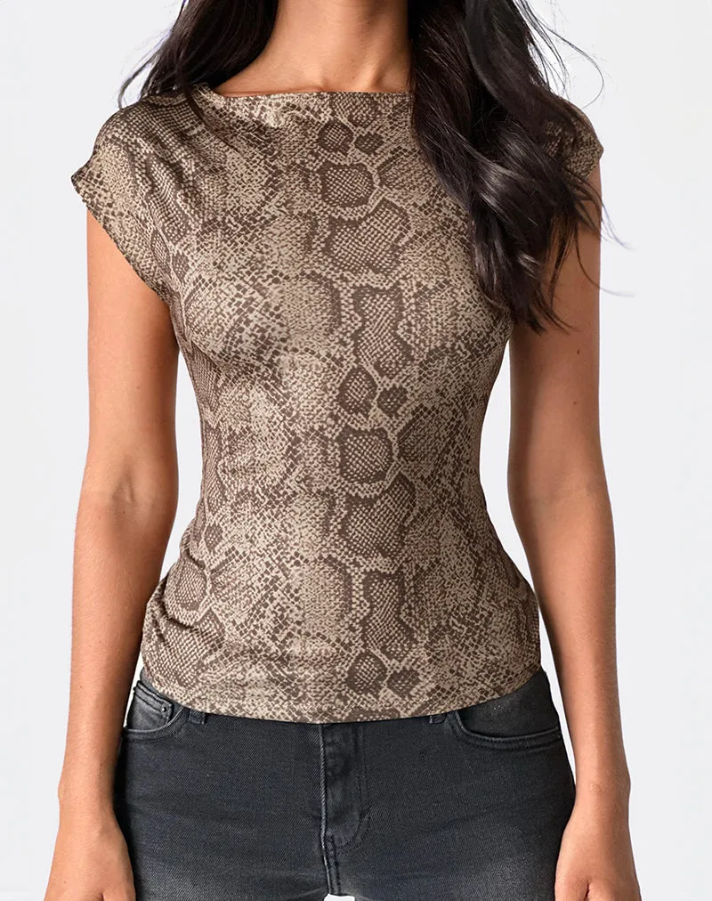 Nova Top in Brown Snake Print sold by Motel Rocks product image thumbnail 2
