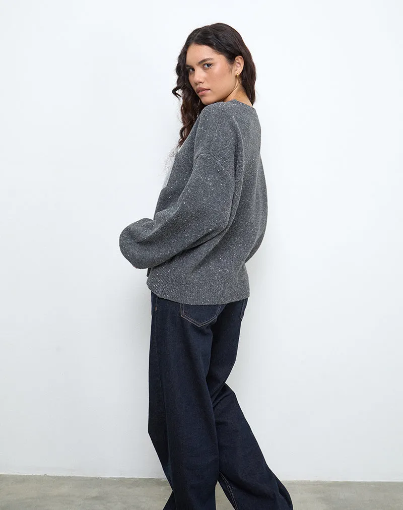 Namari Jumper in Grey Knit with 86 Motif sold by Motel Rocks product image thumbnail 3
