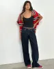 Low Rise Parallel Jeans in Indigo with Contrast Stitch sold by Motel Rocks