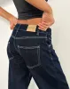 Low Rise Parallel Jeans in Indigo with Contrast Stitch sold by Motel Rocks