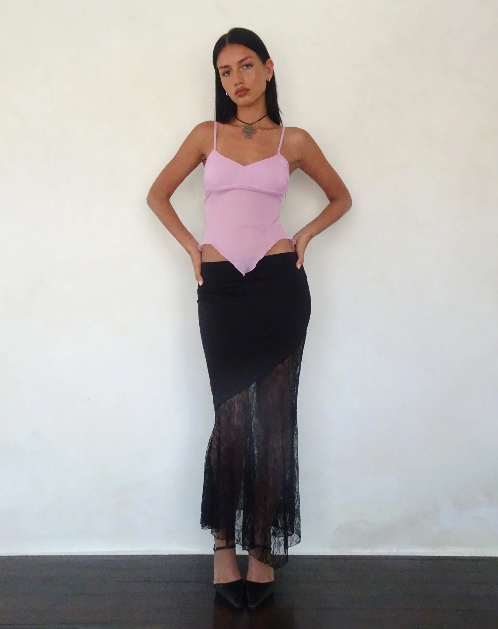 Carmeline Longline Cami Top in Shimmer Pink sold by Motel Rocks product image thumbnail 2