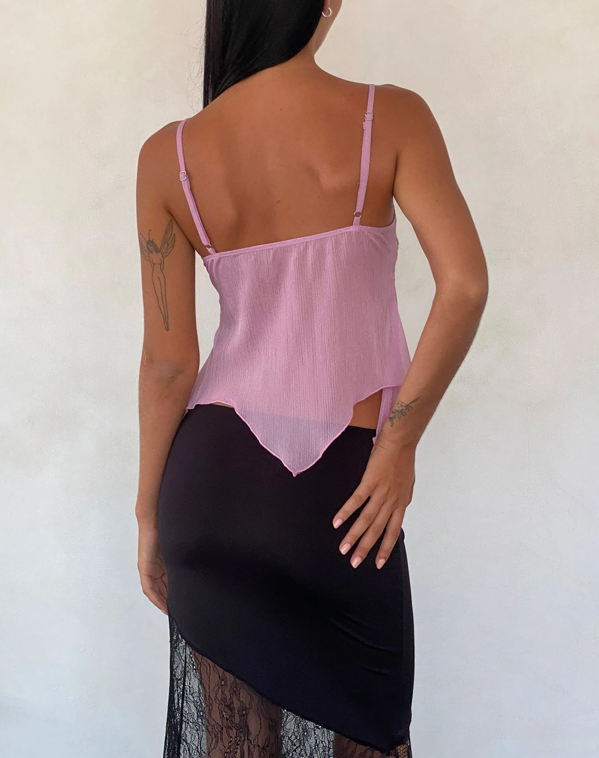 Carmeline Longline Cami Top in Shimmer Pink sold by Motel Rocks product image thumbnail 5