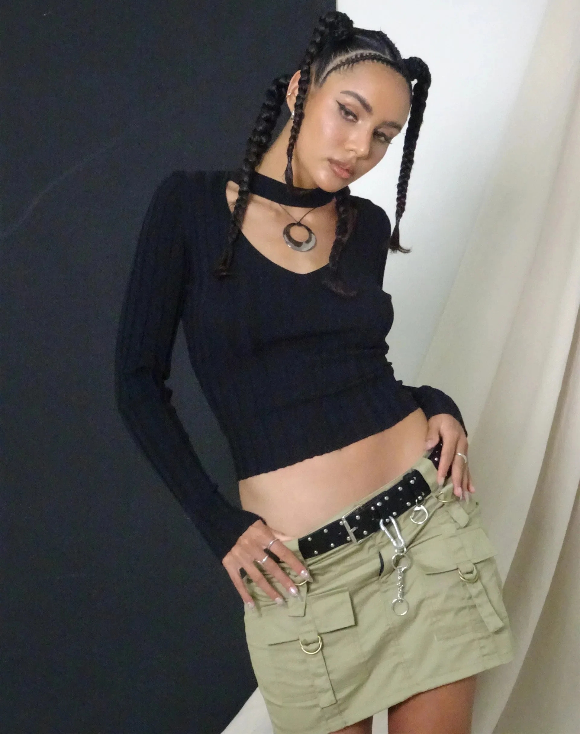 Ai Cargo Mini Skirt in Moss Green sold by Motel Rocks product image thumbnail 5