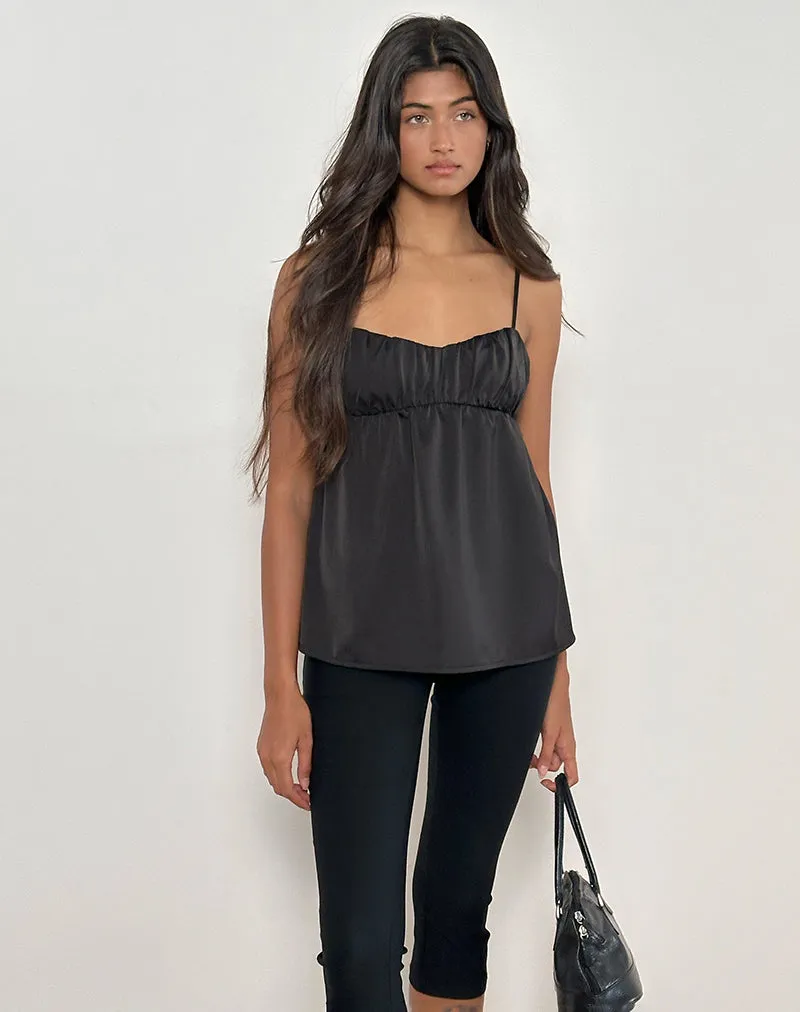 Camden Longline Cami Top in Satin Black sold by Motel Rocks product image thumbnail 2