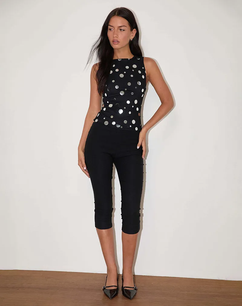 Hala Top in Black with Silver Polka Dot Foil sold by Motel Rocks product image thumbnail 2
