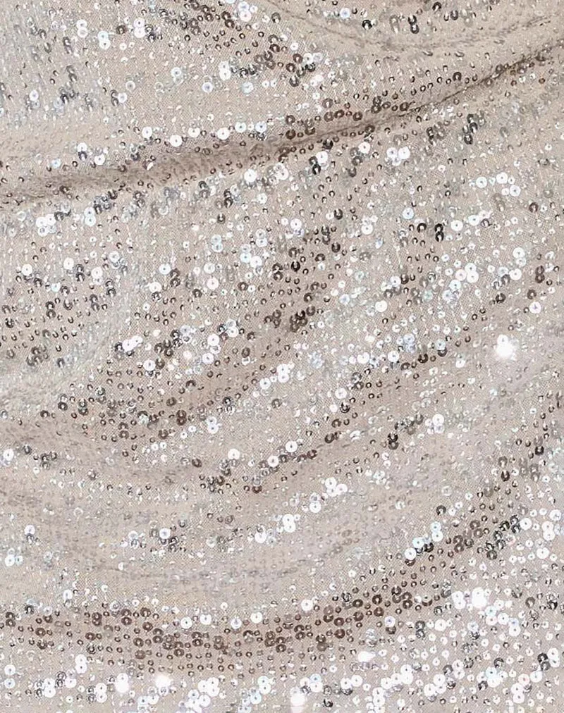 Jasilia Long Sleeve Mini Dress in Neutral Sequin sold by Motel Rocks product image thumbnail 5