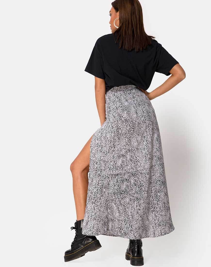 Shayk Midi Skirt in Leo Spot Black and White sold by Motel Rocks product image thumbnail 2