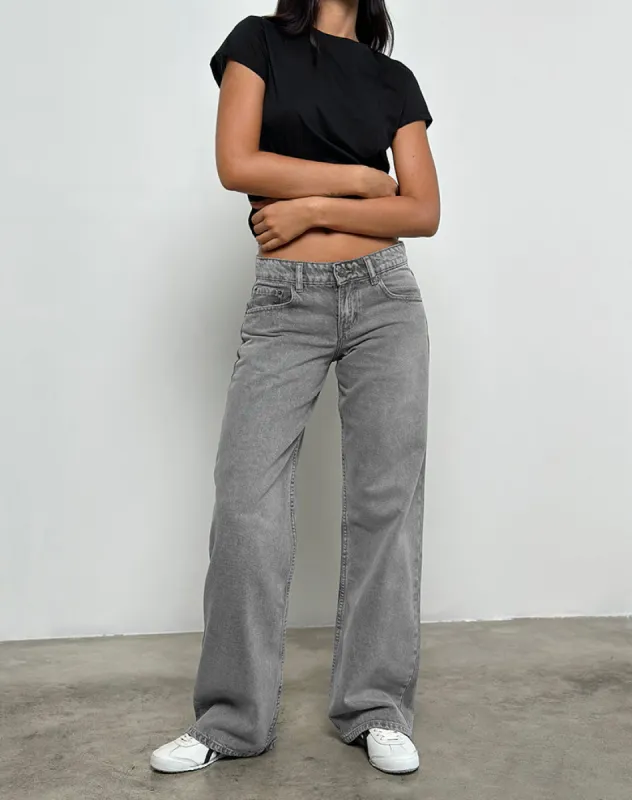 Low Rise Parallel Jeans in Grey Wash sold by Motel Rocks