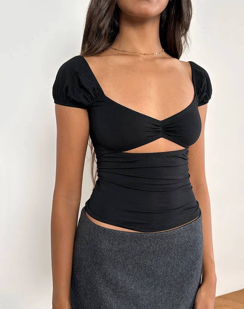 Kerri Keyhole Top in Jersey Black sold by Motel Rocks product image thumbnail 2