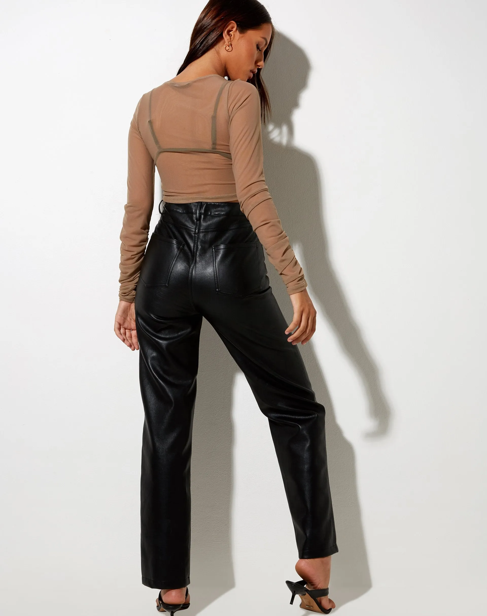 Vinta Crop Top in Mesh Taupe sold by Motel Rocks product image thumbnail 4