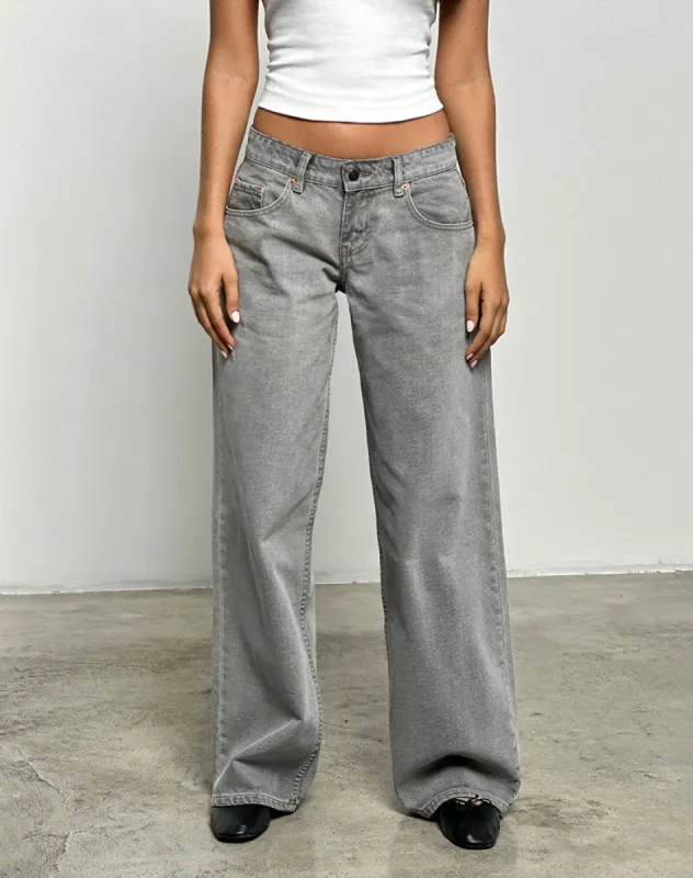 Low Rise Roomy Jeans in Bleach Grey sold by Motel Rocks
