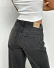 Mid Rise Turn Up Straight Jeans in Washed Black Grey sold by Motel Rocks