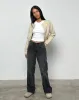 Mid Rise Turn Up Straight Jeans in Washed Black Grey sold by Motel Rocks