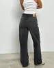 Mid Rise Turn Up Straight Jeans in Washed Black Grey sold by Motel Rocks