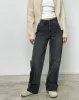 Mid Rise Turn Up Straight Jeans in Washed Black Grey sold by Motel Rocks