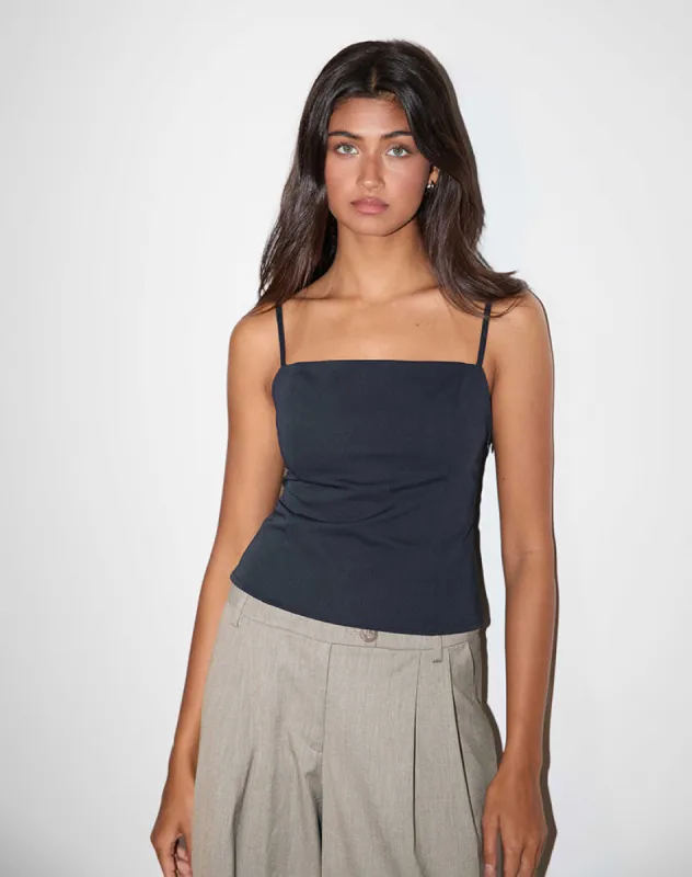 Aurei Scoop Back Top in Tailoring Navy sold by Motel Rocks