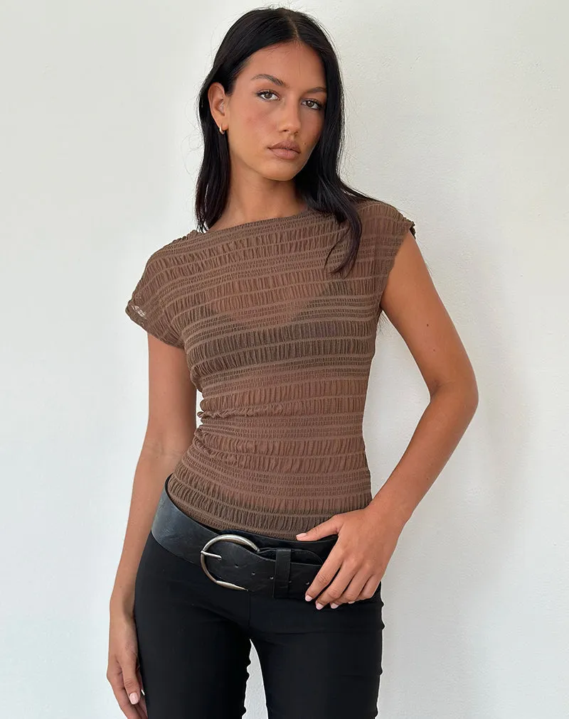 Nova Ruched Top in Mesh Chocolate sold by Motel Rocks product image thumbnail 5