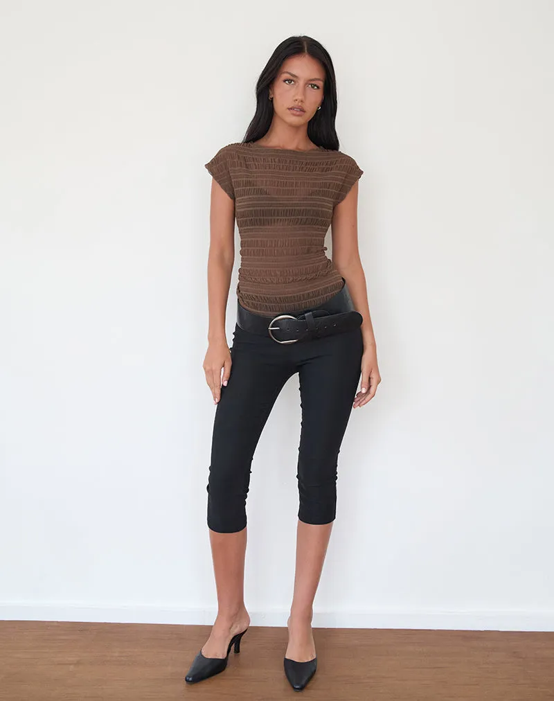 Nova Ruched Top in Mesh Chocolate sold by Motel Rocks product image thumbnail 2