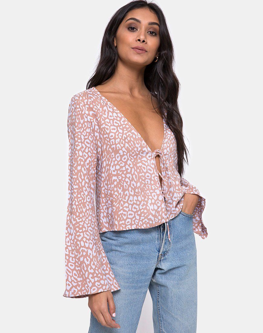 Merida Blouse in Leopard Spot sold by Motel Rocks