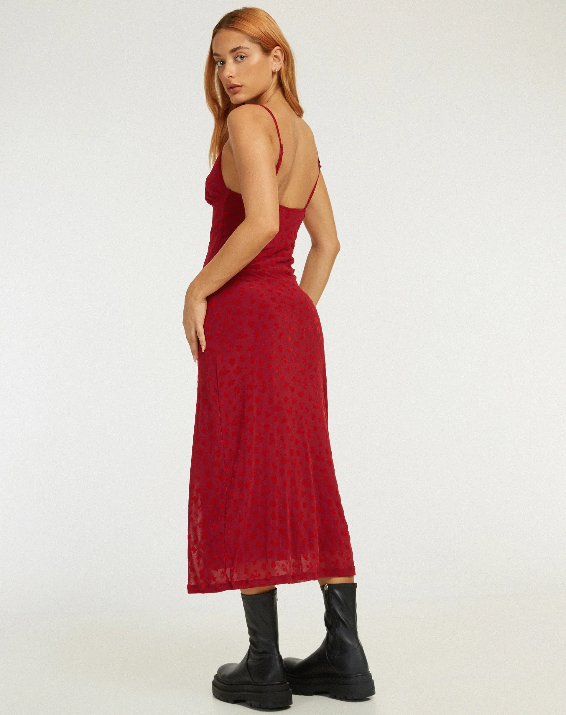 Kalana Midi Dress in Red Flock Mesh sold by Motel Rocks product image thumbnail 4