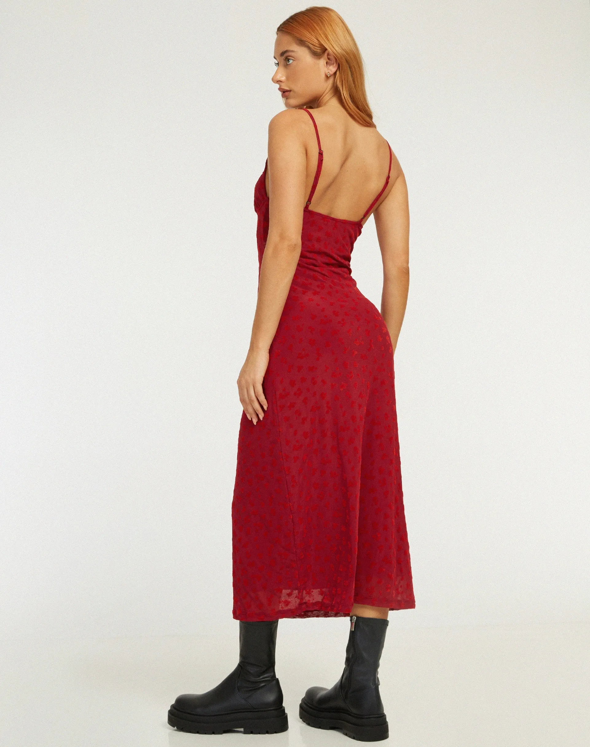 Kalana Midi Dress in Red Flock Mesh sold by Motel Rocks product image thumbnail 2