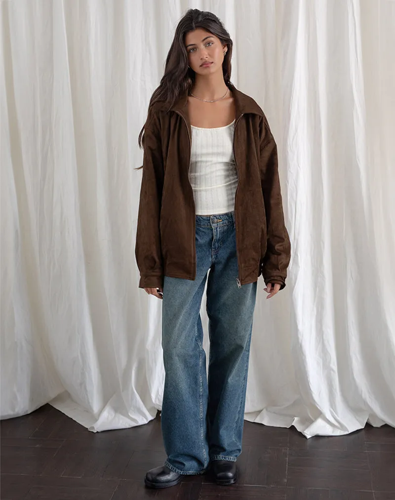 Cavita Jacket in Faux Suede Brown sold by Motel Rocks product image thumbnail 4