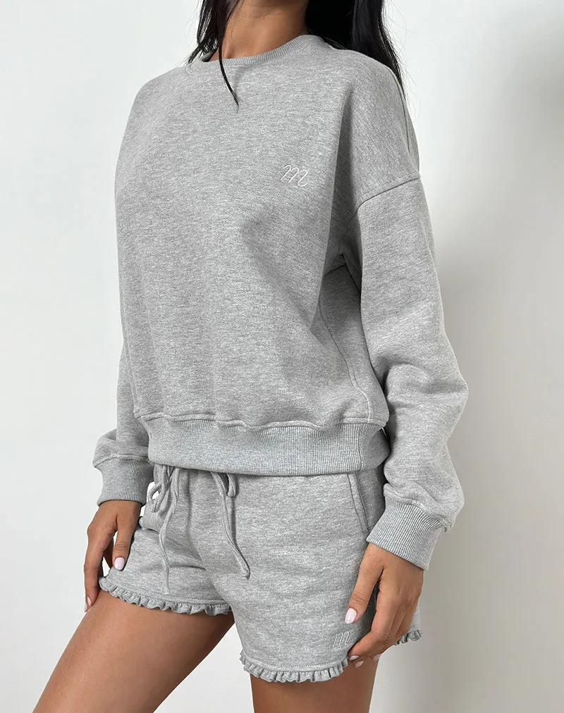 Agusta Frill Shorts in Grey Marl with M Emblem sold by Motel Rocks product image thumbnail 5