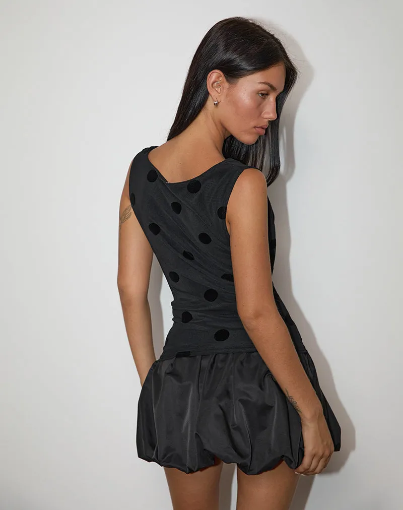 Losa Cowl Neck Top in Big Polka Flock Black sold by Motel Rocks product image thumbnail 3