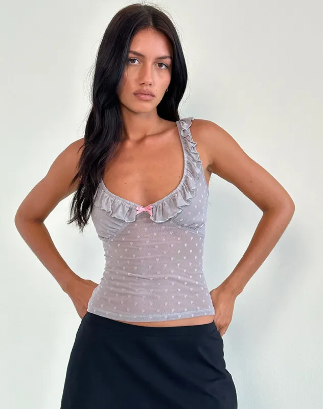 Kavya Top in Heart Flock Grey sold by Motel Rocks