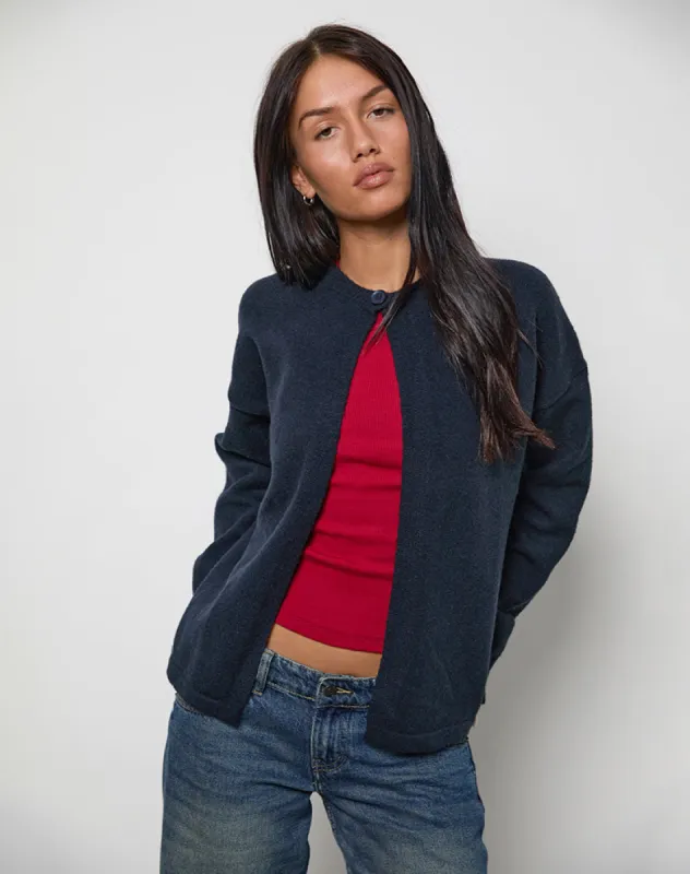Maureen Cardigan in Dark Navy sold by Motel Rocks