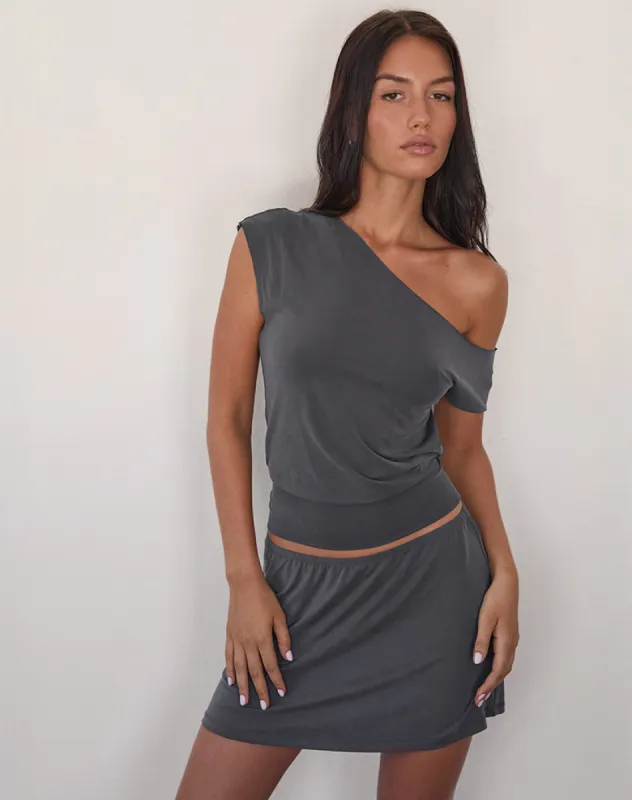 Elysian Asymetric Top in Dark Grey Cupro sold by Motel Rocks