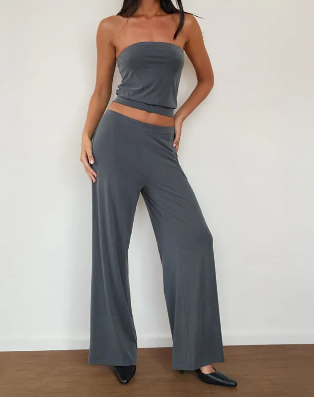 Baku Wide Leg Trouser in Dark Grey made by Motel Rocks