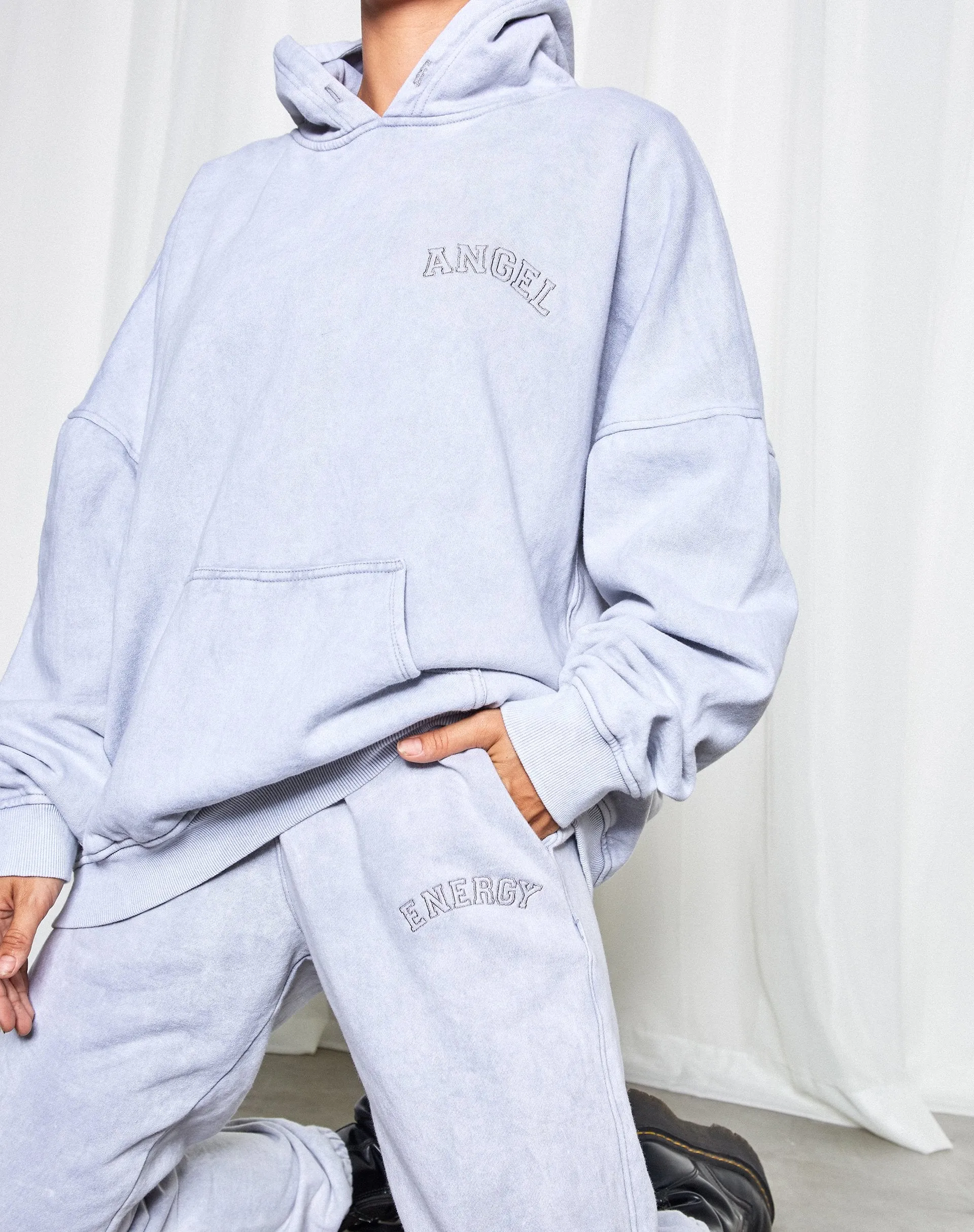 Oversize Hoodie in Silver Wash Angel Embro sold by Motel Rocks product image thumbnail 3