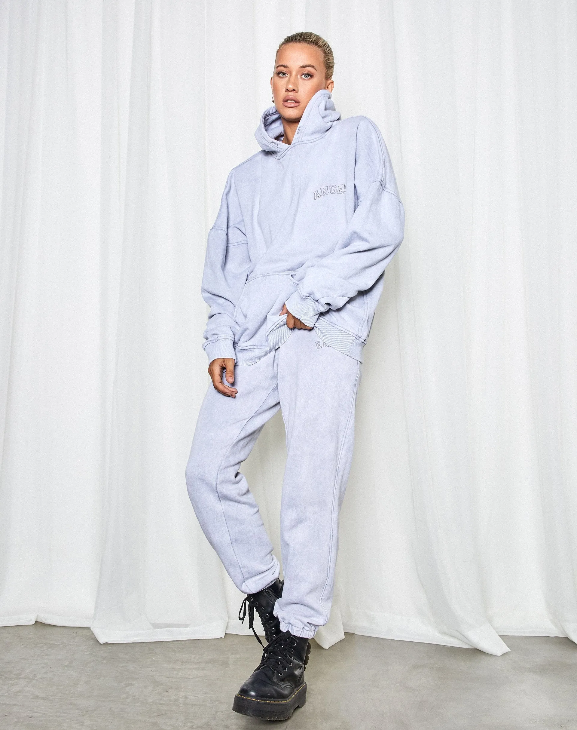 Oversize Hoodie in Silver Wash Angel Embro sold by Motel Rocks product image thumbnail 2