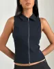 Janae Vest Top in Tailoring Navy sold by Motel Rocks