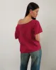 Scottie Slouchy Tee in Adrenaline Red with Overthinking Graphic sold by Motel Rocks