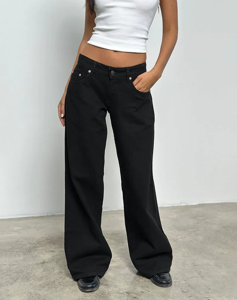 Low Rise Roomy Jeans in Rinse Black sold by Motel Rocks product image thumbnail 4