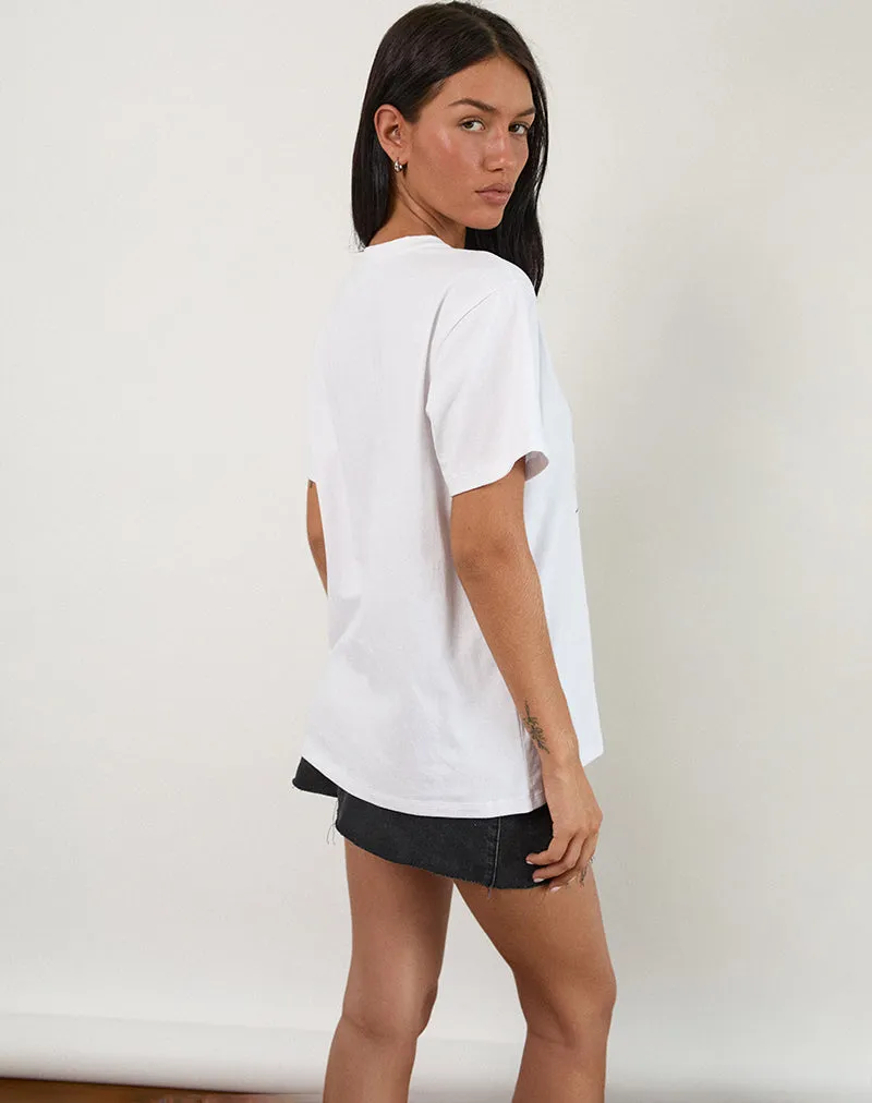 Oversized Basic Tee in White with Aquarius Dog Graphic sold by Motel Rocks product image thumbnail 3