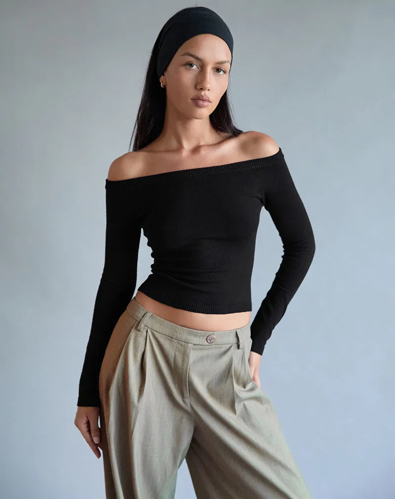 Renie Bardot Top in Black Knit sold by Motel Rocks product image thumbnail 5