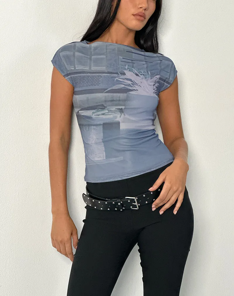 Nova Top in Parlour Print Blue sold by Motel Rocks product image thumbnail 4