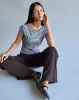 Nova Top in Parlour Print Blue sold by Motel Rocks