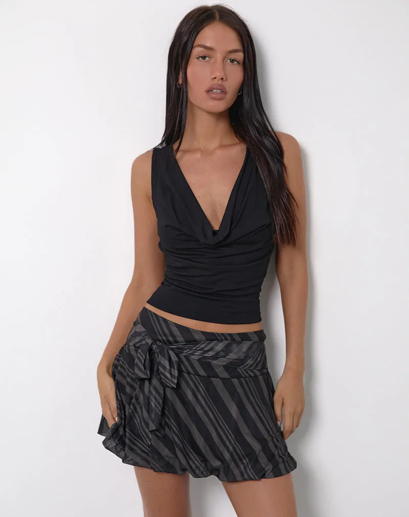 Libri Mini Skirt in Irregular Stripe Grey Black sold by Motel Rocks product image thumbnail 2