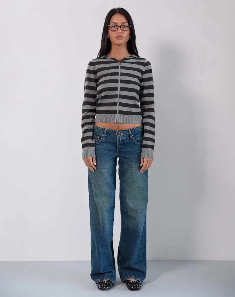 Cozyra Hooded Jacket in Stripe Grey sold by Motel Rocks product image thumbnail 3